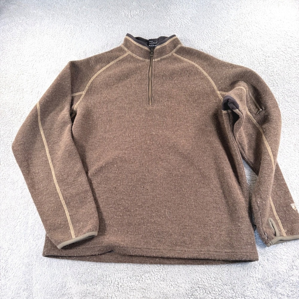 Kuhl Interceptr 1/4 Zip Fleece Wool Blend Pullover Gorpcore Mens Large Brown